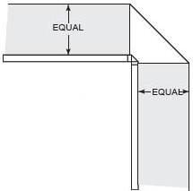Adjoining shelves on the same level MUST BE EQUAL